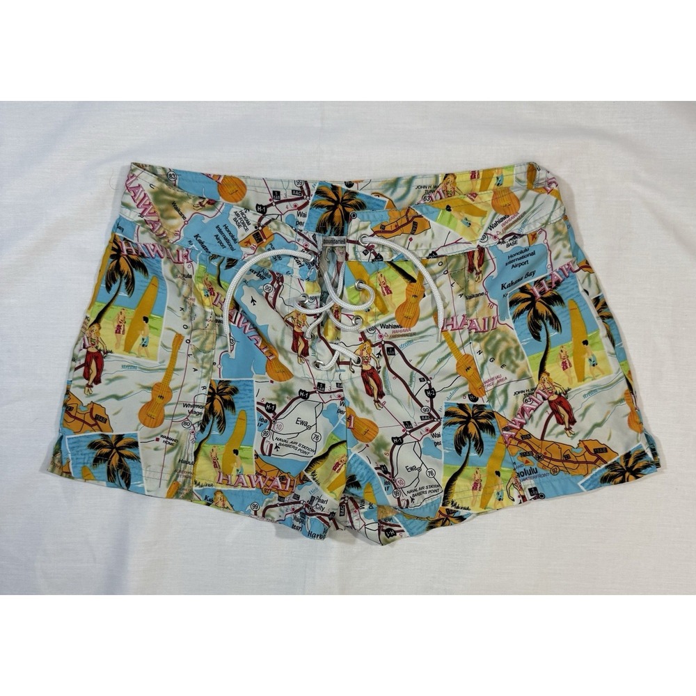 No Boundaries Women's Colorful Beach Shorts Hawaii full Print Size Medium
